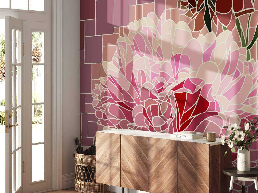 Mosaico di fiori rosa