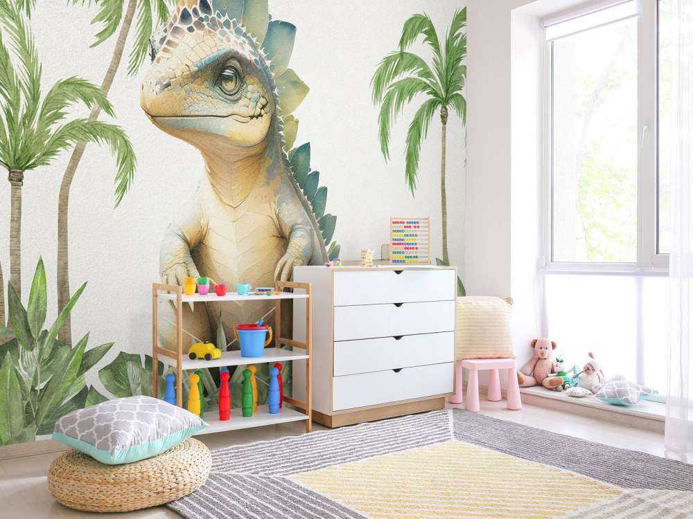 Baby stegosaurus nella giungla