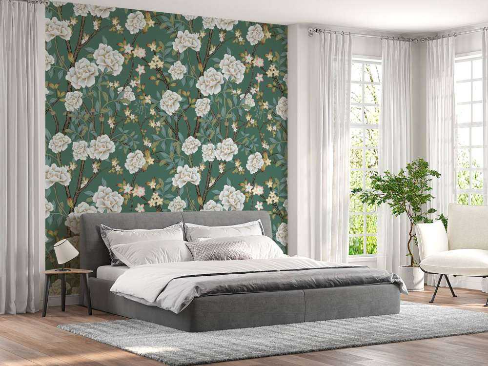 Peonie su sfondo verde