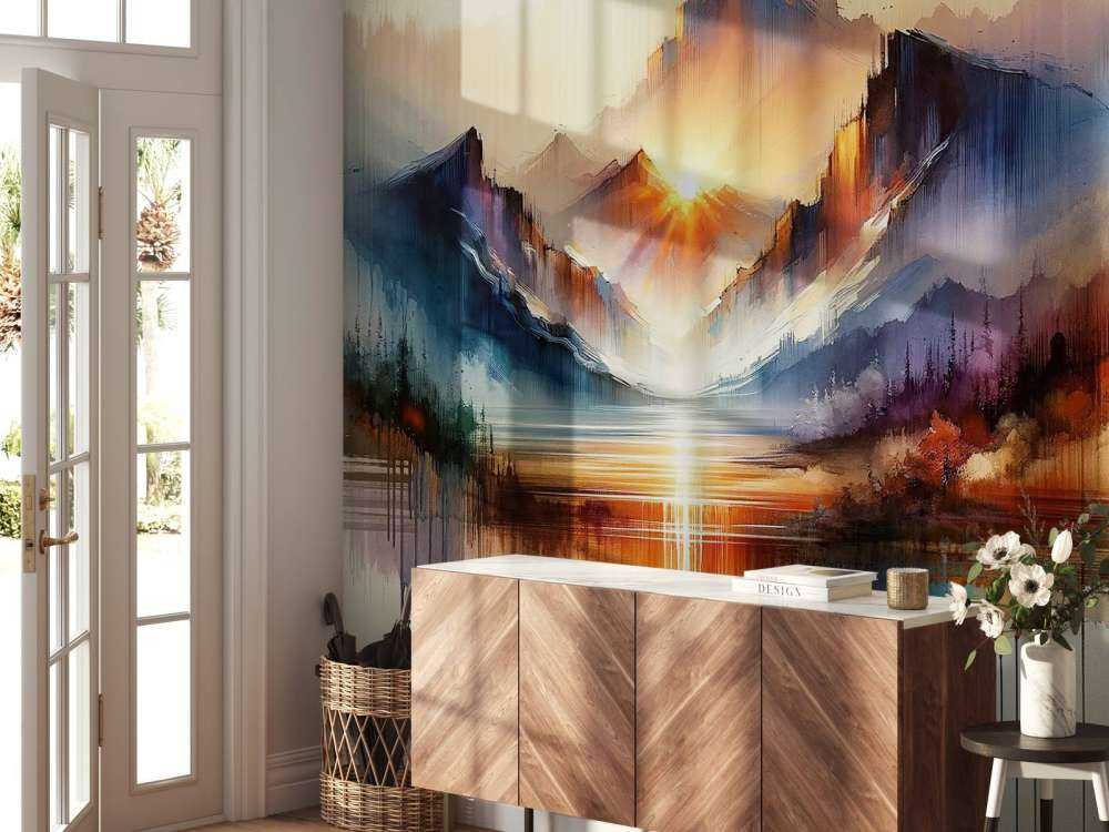 Paesaggio di Montagne Astratte ad Acquerello