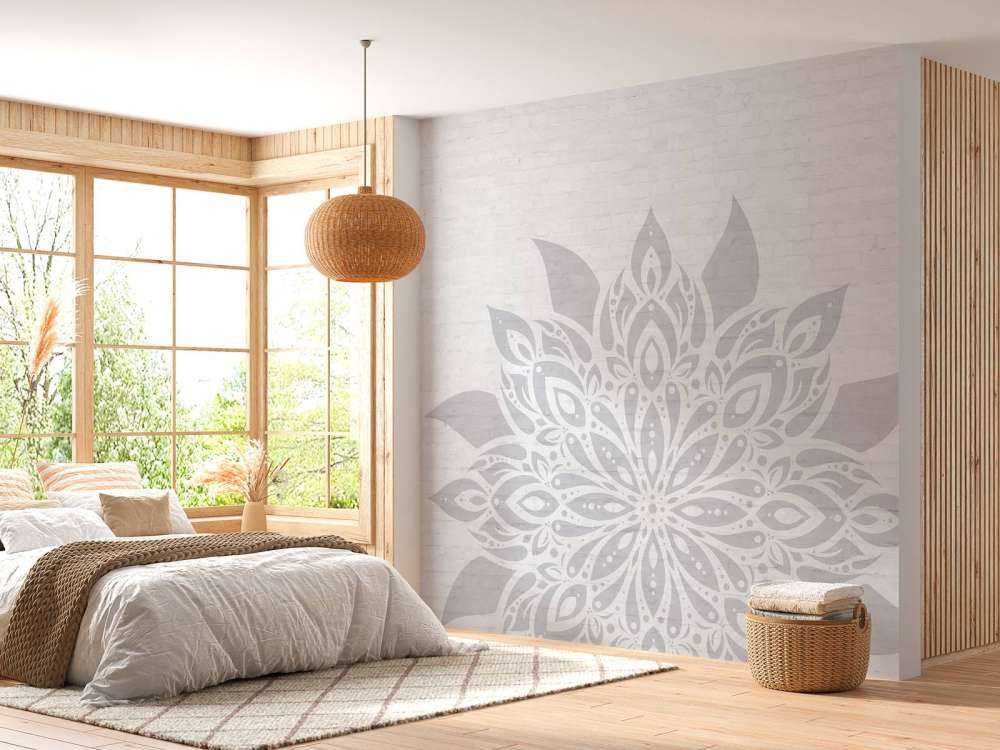 Mandala grigio chiaro su mattone