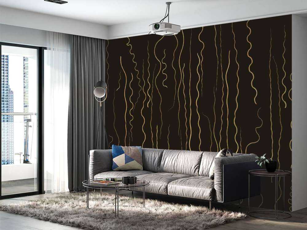 Linee organiche erba oro su ebano nero