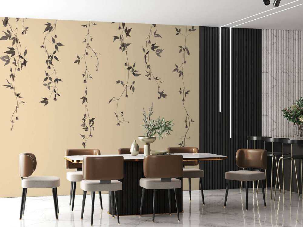 Rametti di clematide su beige