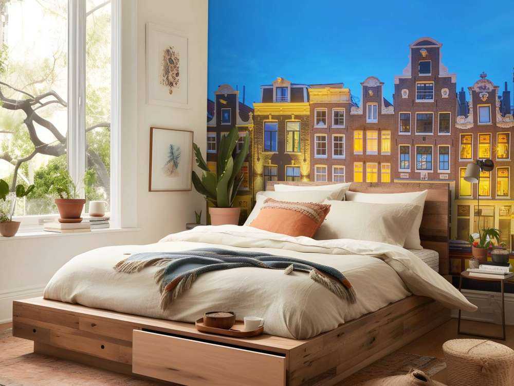 Case di Amsterdam di notte