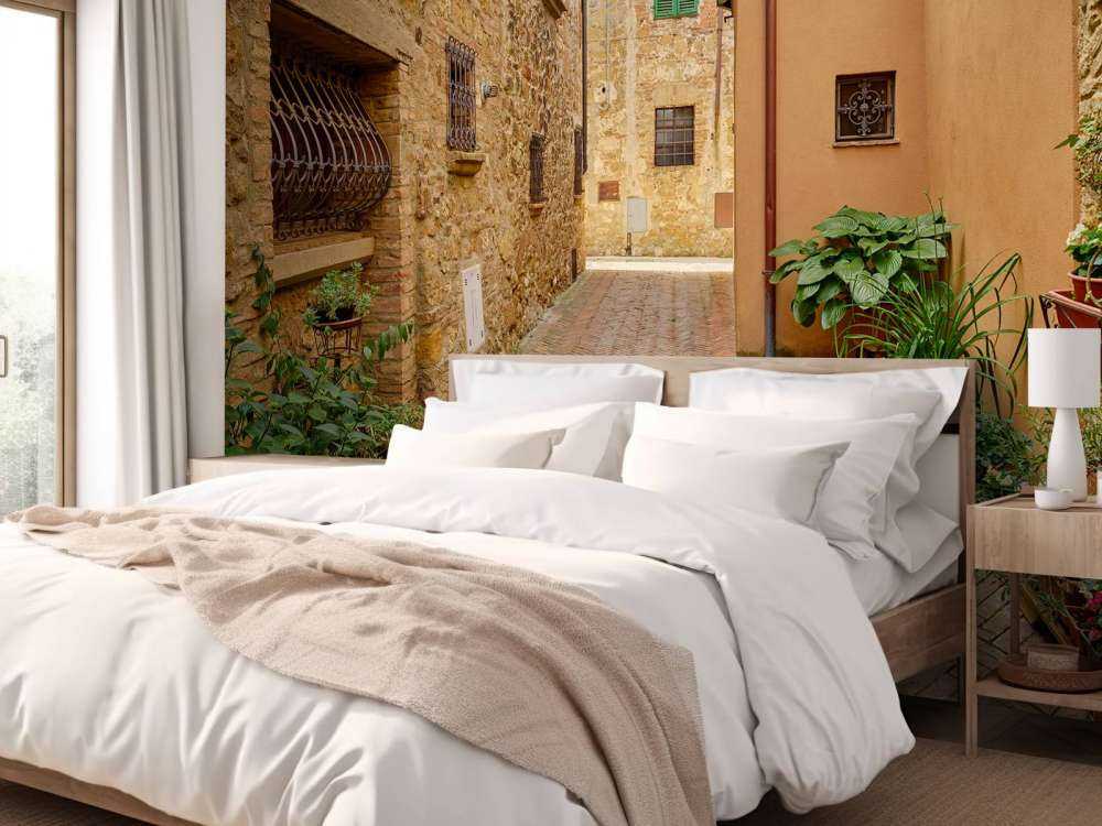 Strada con piante e fiori