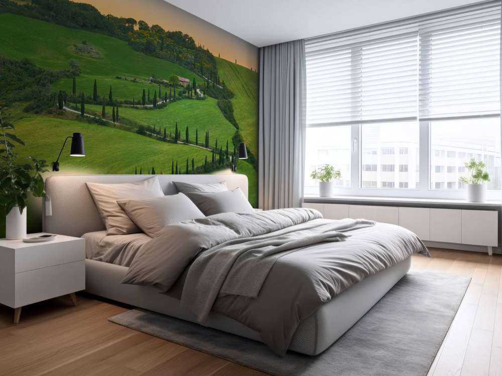 Strada tortuosa con cipressi