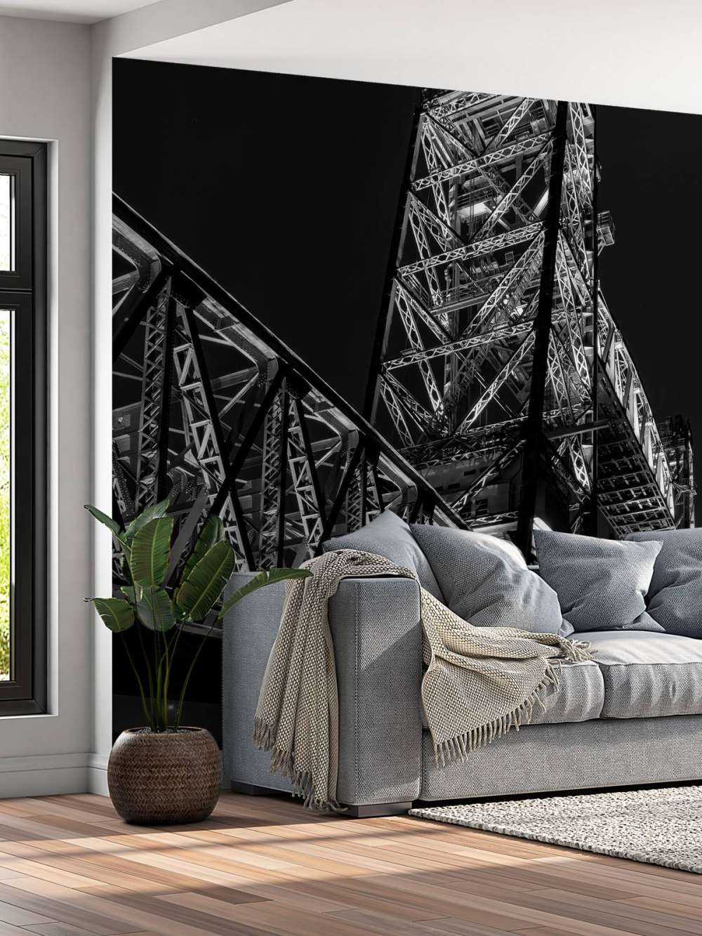 Ex ponte ferroviario De Hef a Rotterdam in bianco e nero