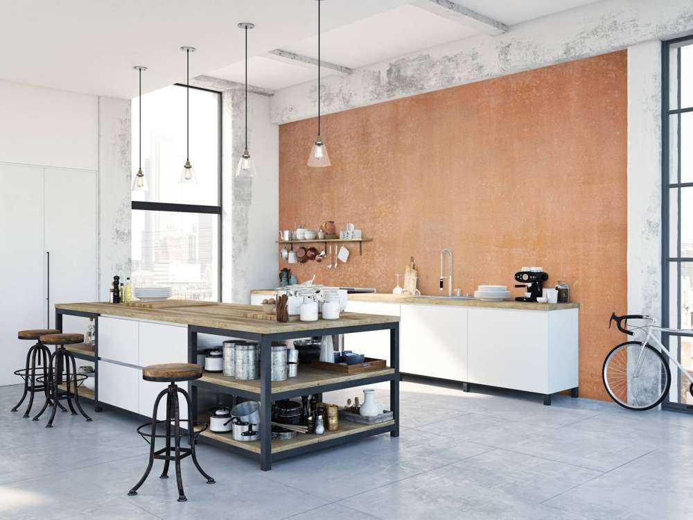 Calcestruzzo color terracotta con linee morbide