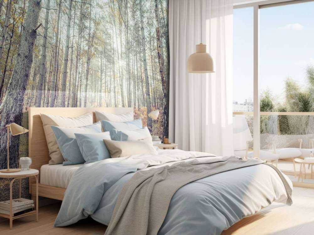 Sentiero attraverso il bosco soleggiato