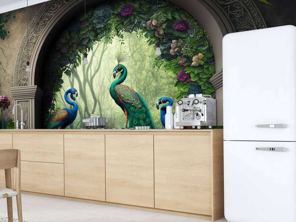 Trio di Pavoni in Giardino Segreto