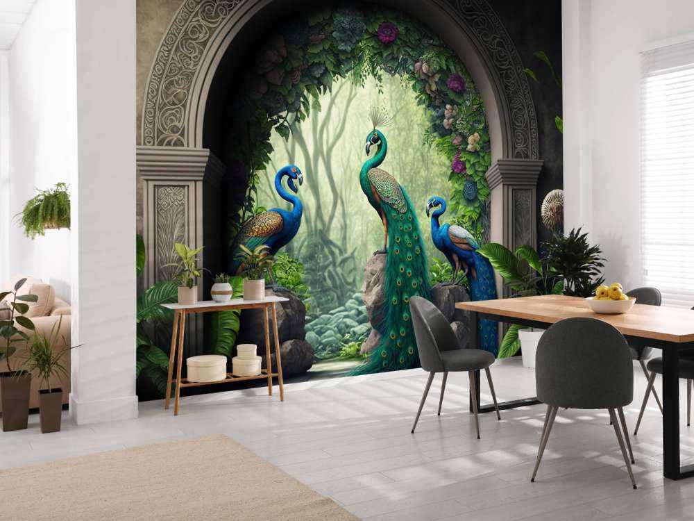 Trio di Pavoni in Giardino Segreto