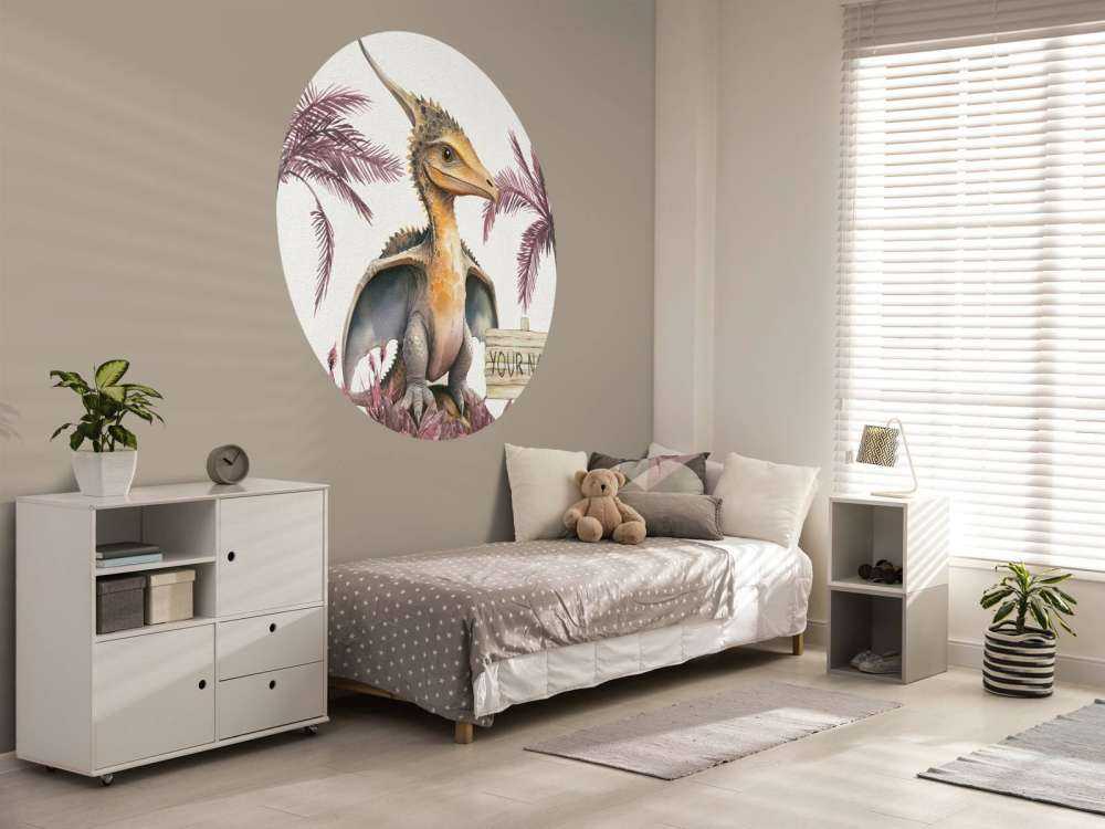 Baby pteranodon nella giungla rosa