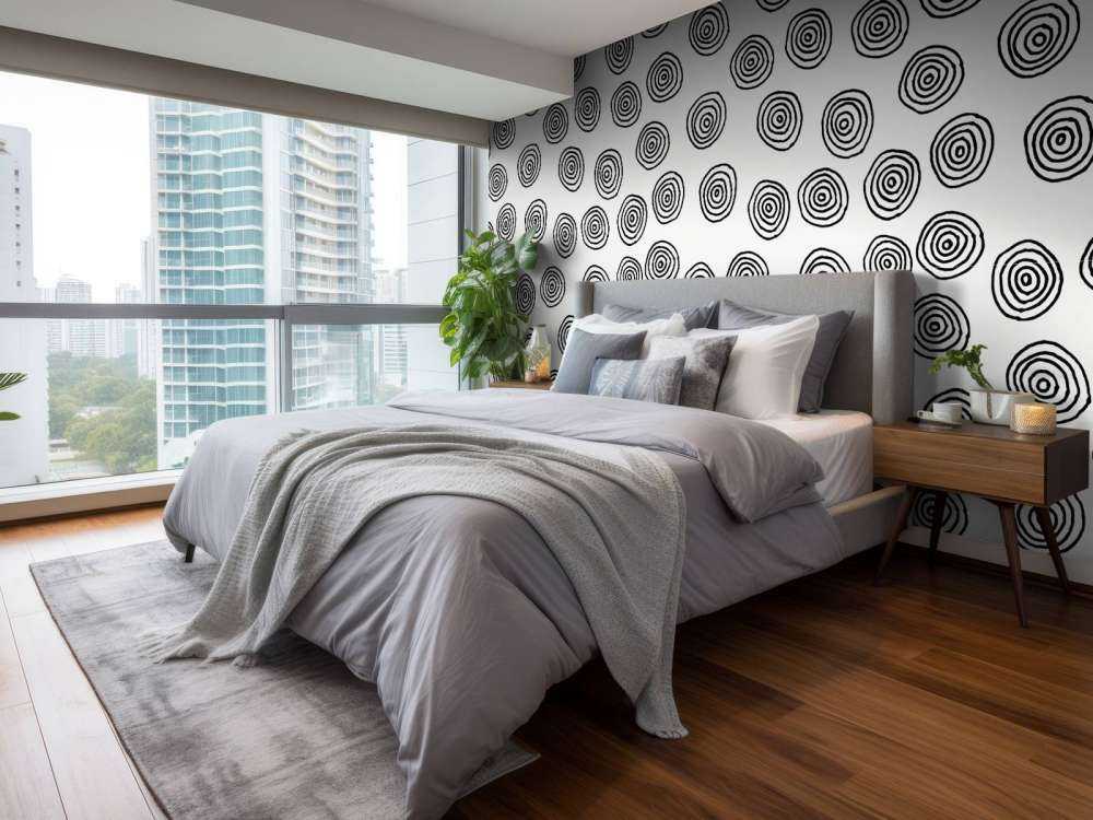 Cerchi astratti in bianco e nero