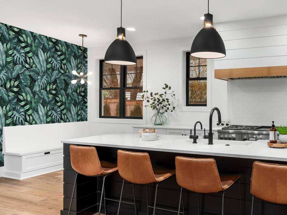 Motivo botanico con foglie di palma