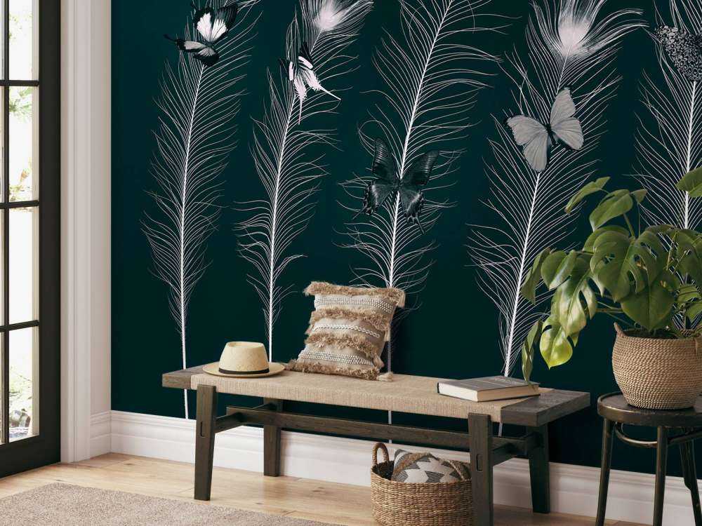 Farfalle su piume di pavone