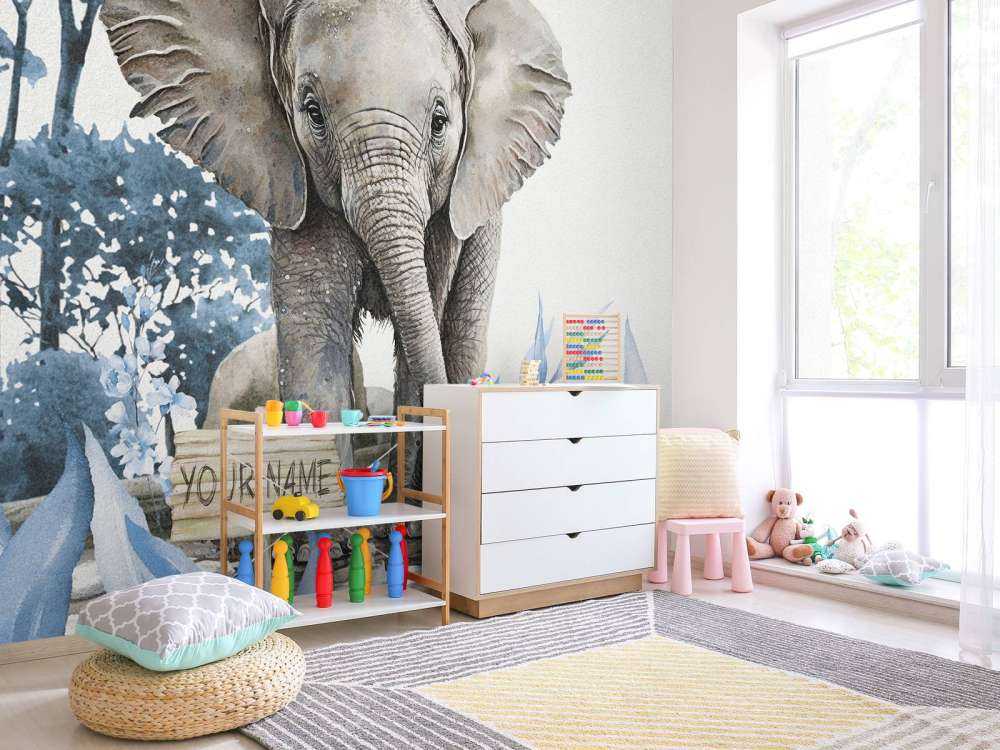 Elefante nella giungla blu