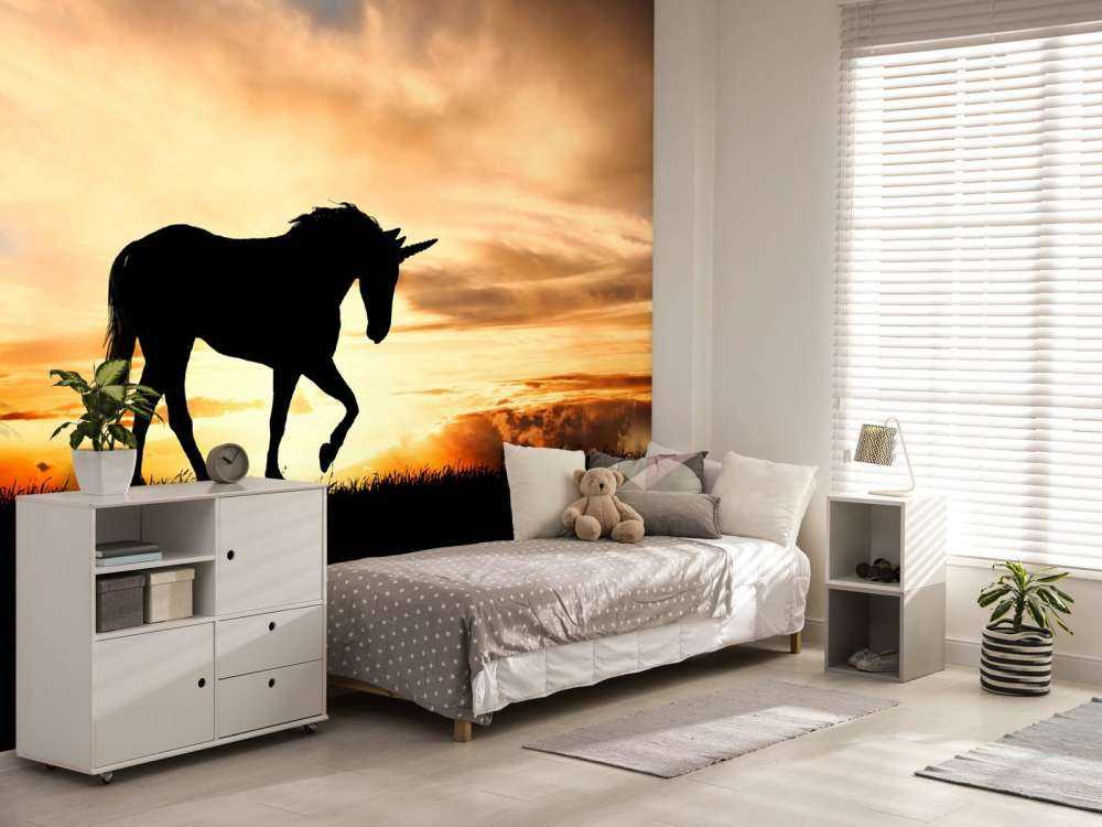 Sagoma di unicorno al tramonto