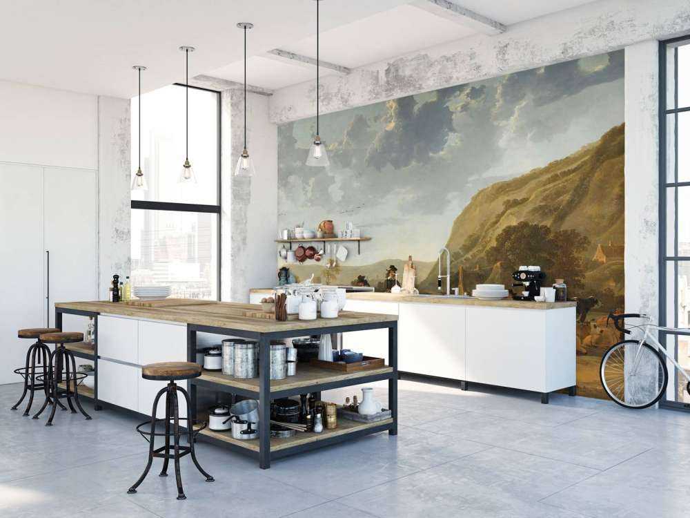 Paesaggio fluviale con cavalieri