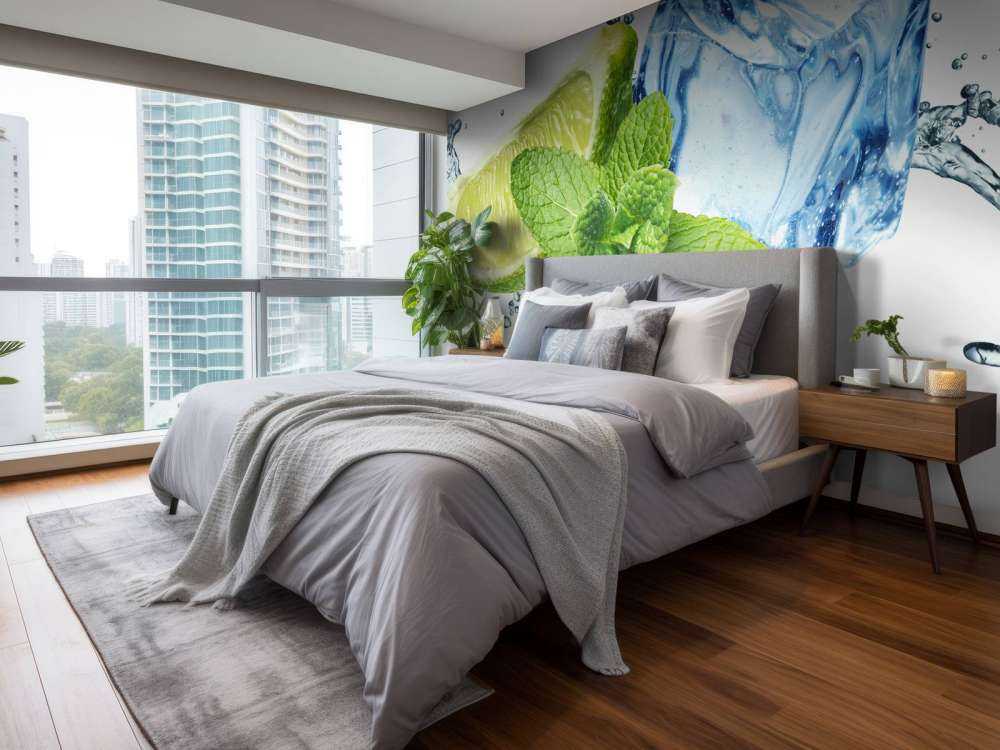 Spruzzi d'acqua con menta e calce