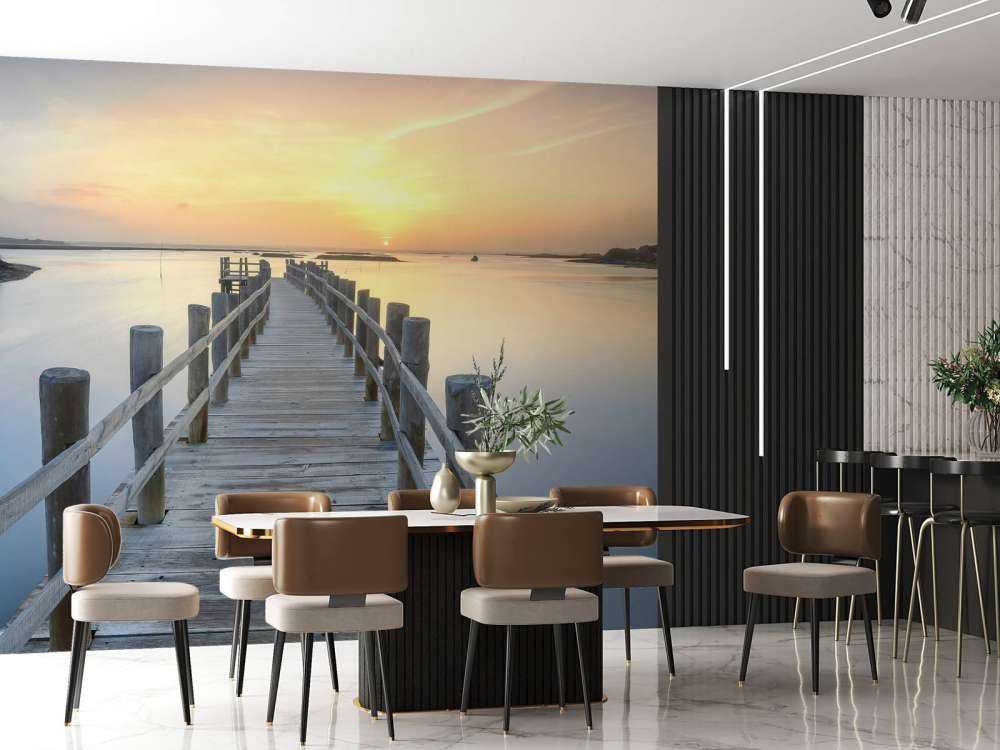 Ponteggi in legno al tramonto