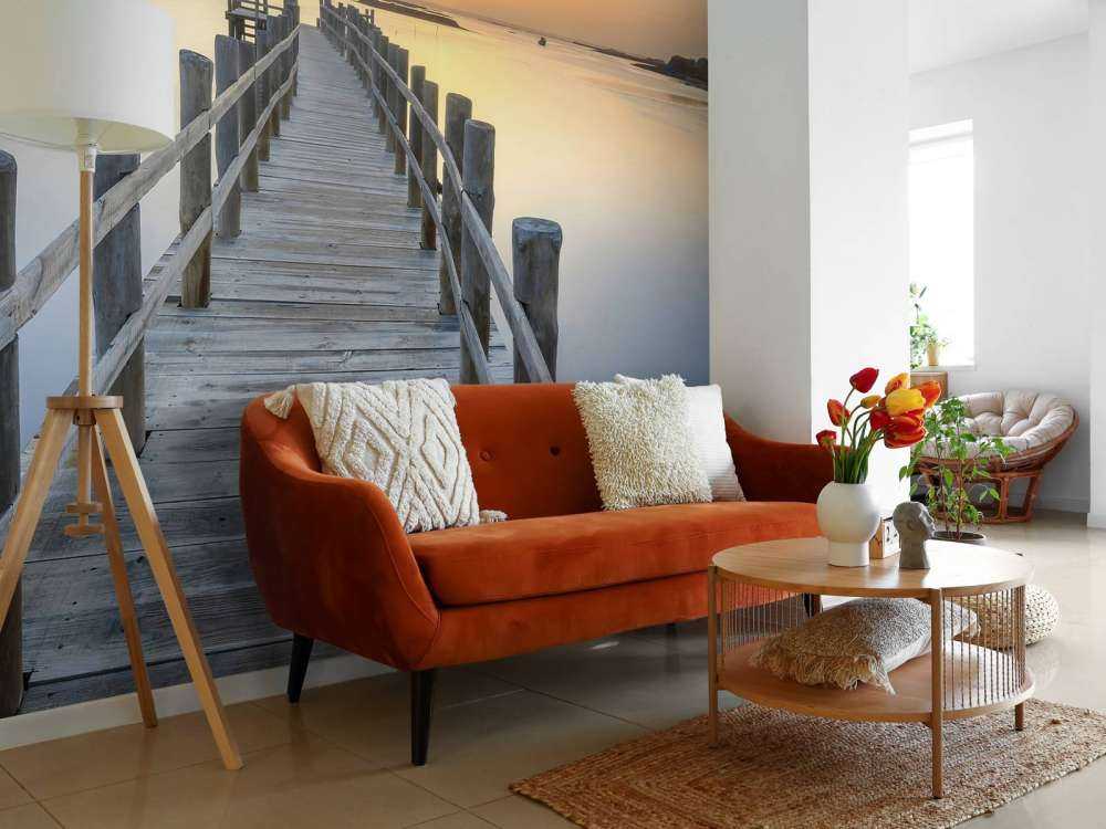 Ponteggi in legno al tramonto