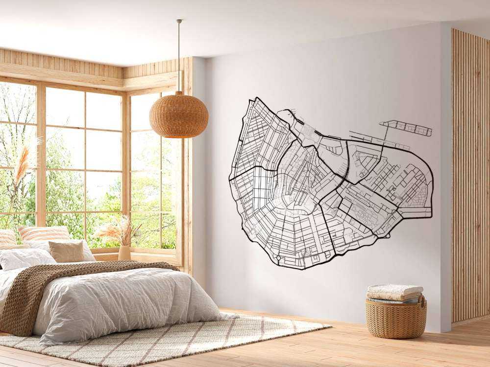 Mappa del centro di Amsterdam, bianco