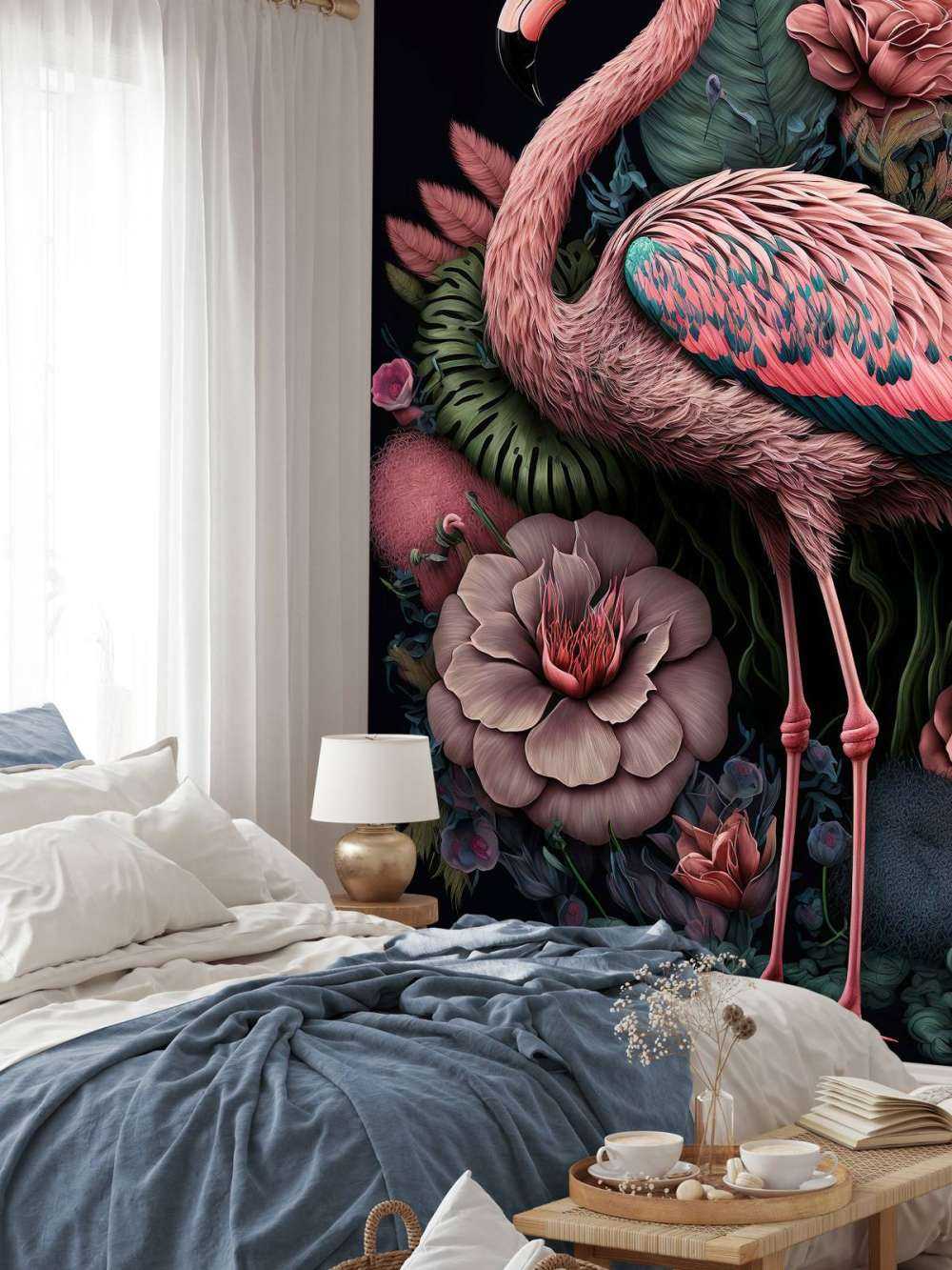 Notte di Splendore Floreale dei Fenicotteri