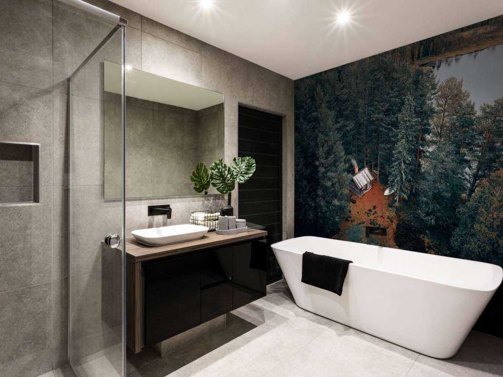 Capanna circondata da foresta e laghi