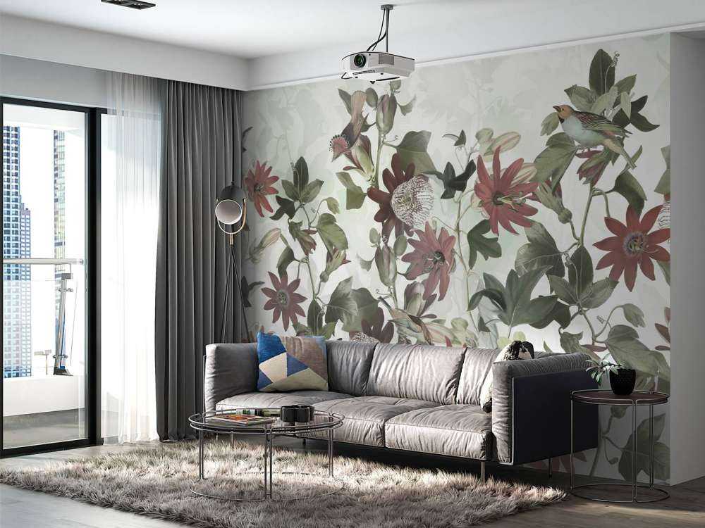 Sette Uccelli in Foliaggio Incantato - Verde Pastello