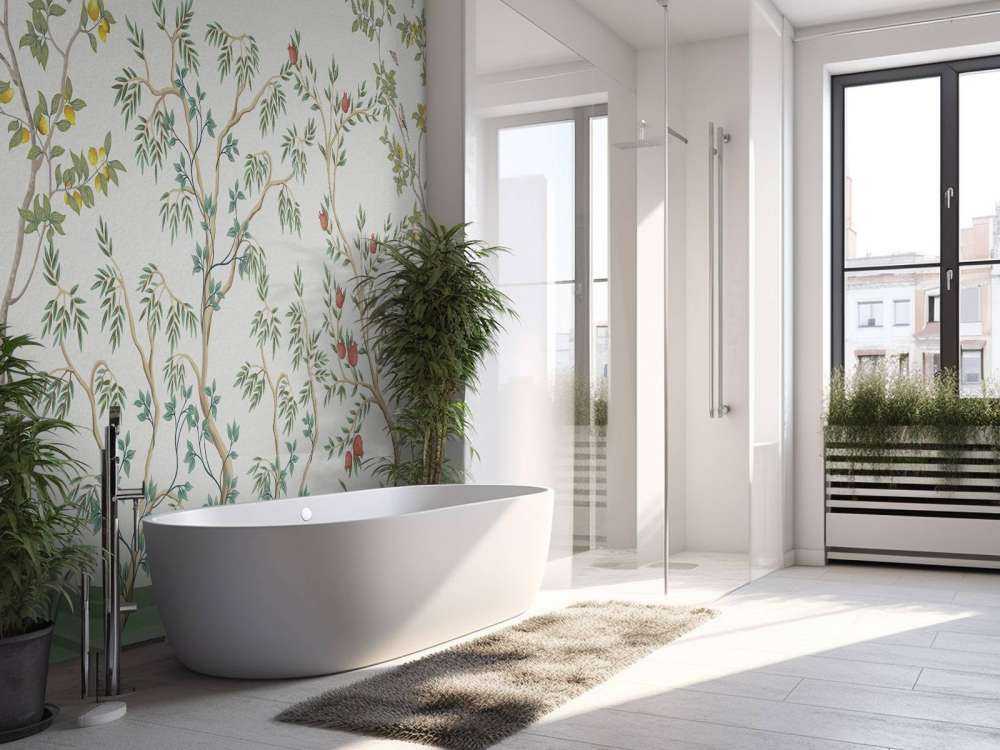 Paesaggio con alberi da frutto