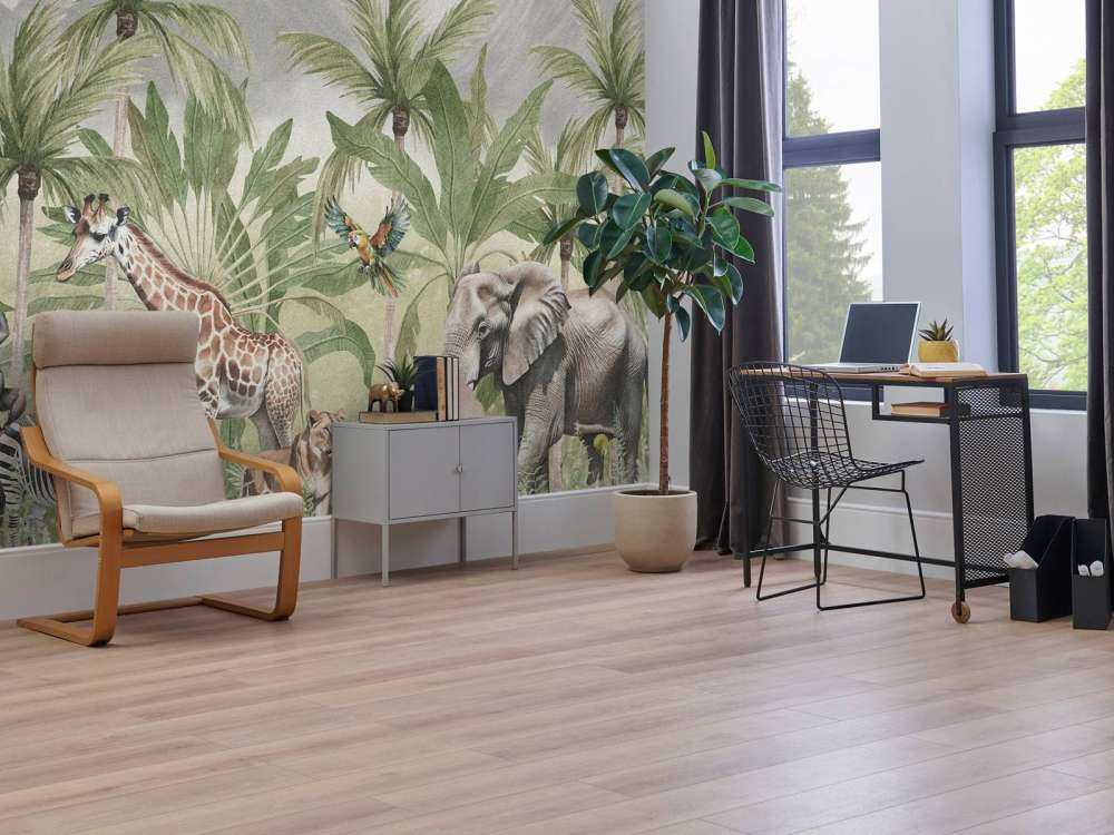 Paesaggio montano con animali a colori