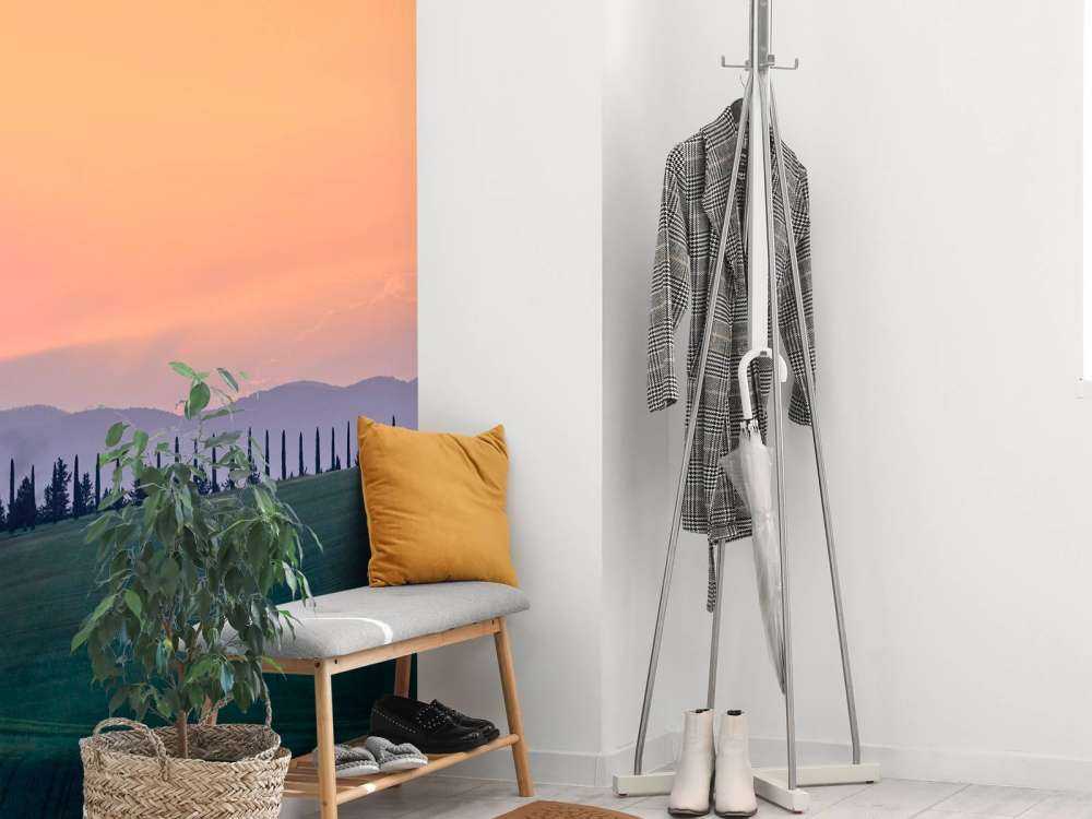 Paesaggio italiano con cielo arancione