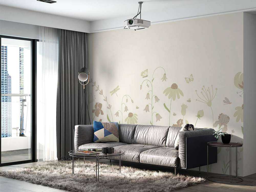 Campo di fiori alto con farfalle beige e rosa antico