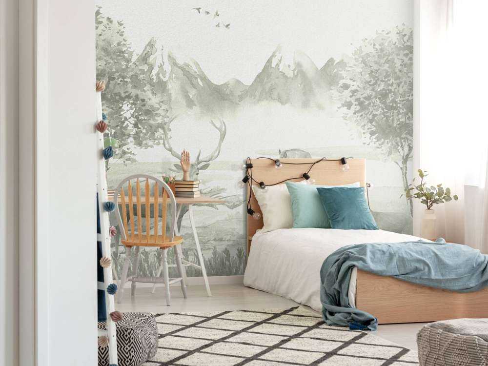 Foresta con animali in verde