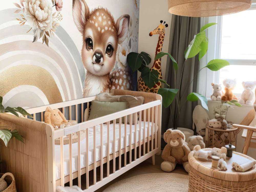 Caro cervo e arcobaleno dorato