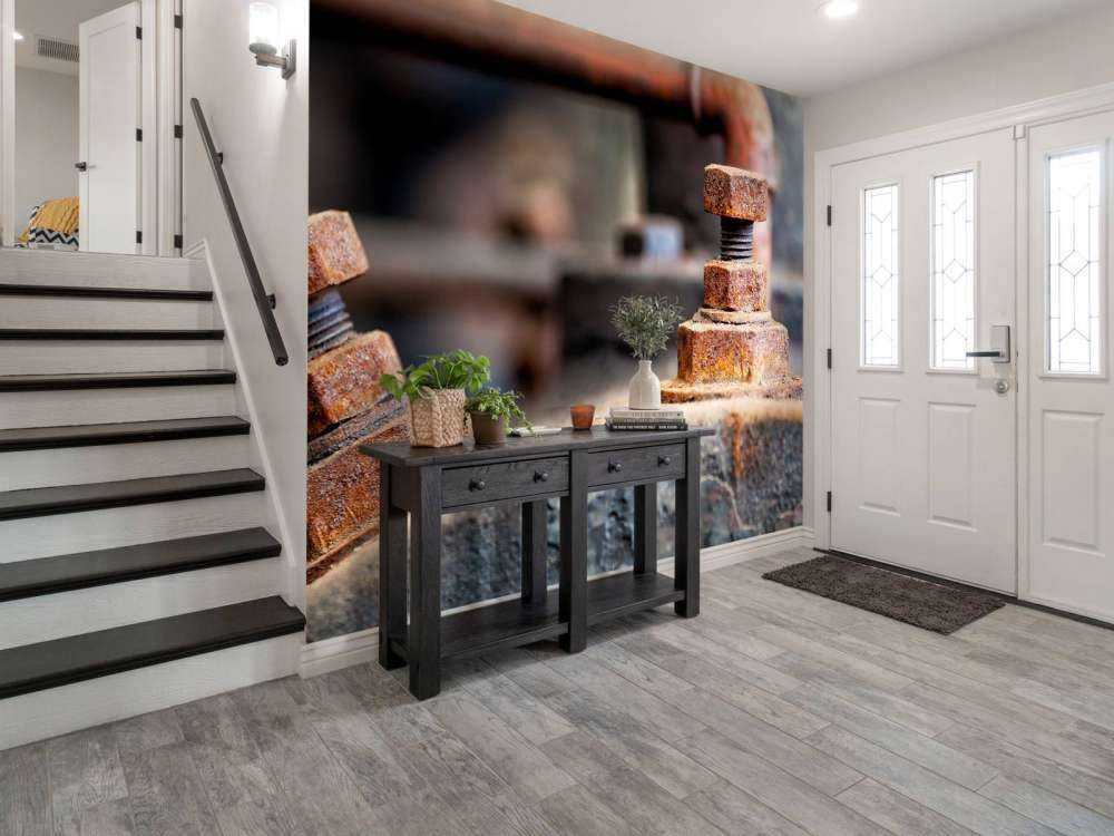 Dettaglio di una caldaia a vapore arrugginita (B)