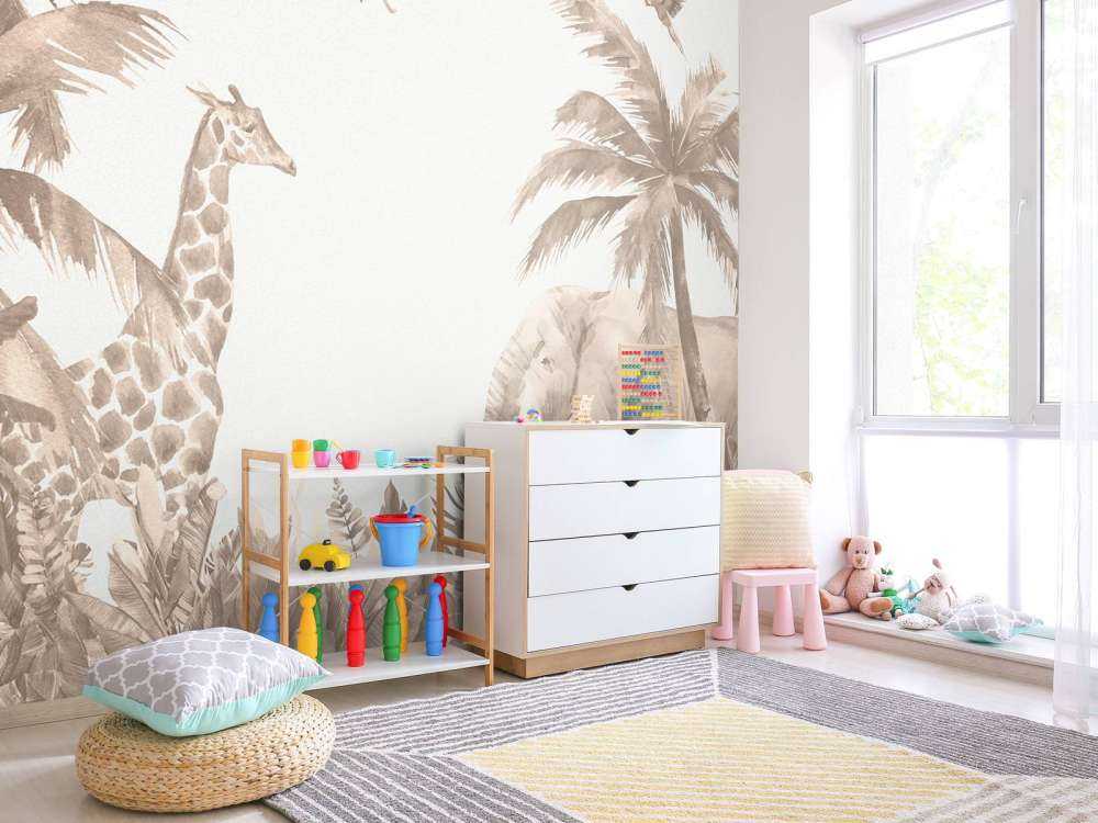 Vari animali della giungla in taupe