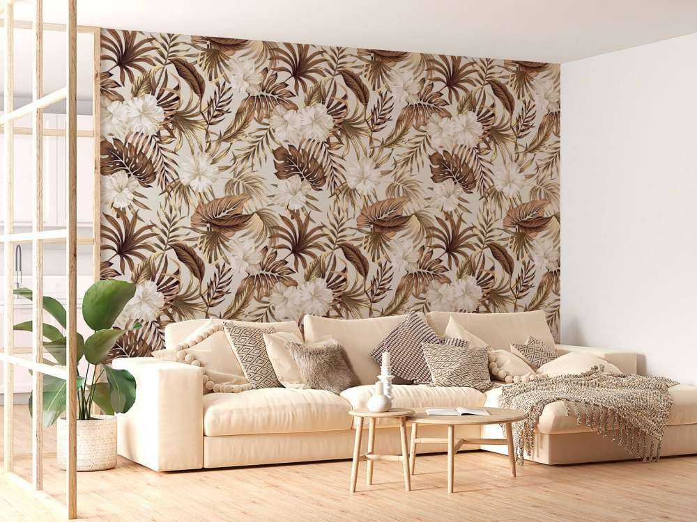Fiori tropicali, beige