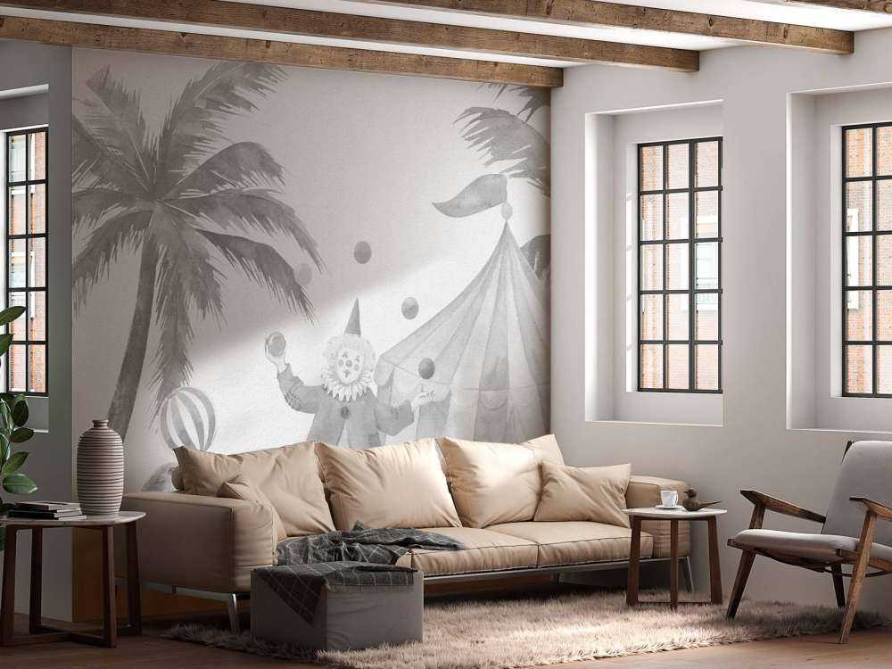 Animali da circo allegri e grigi