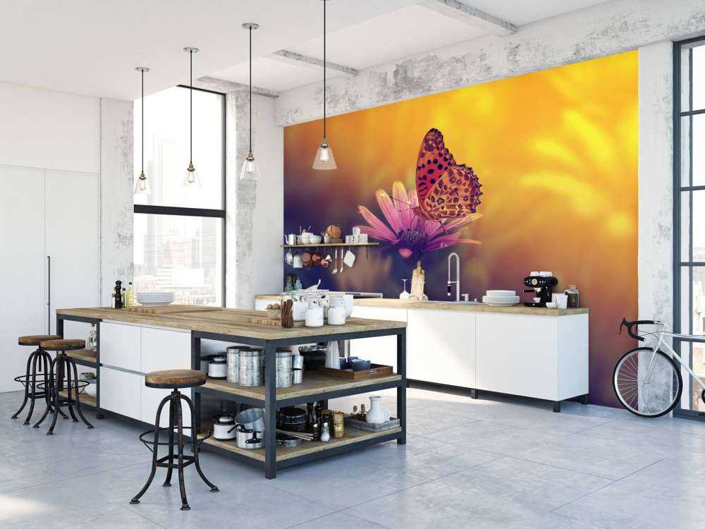 Farfalla rossa su fiore