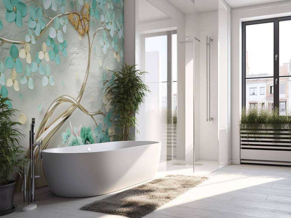 Albero fantasia dorato con fiori verdi