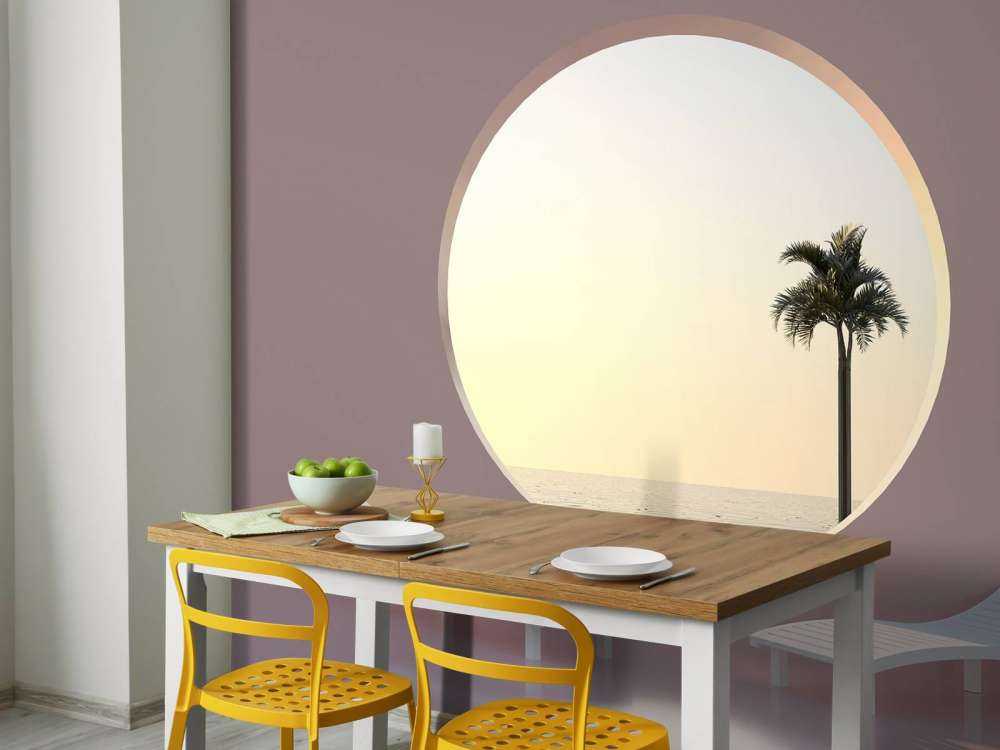 Parete rosa con cerchio