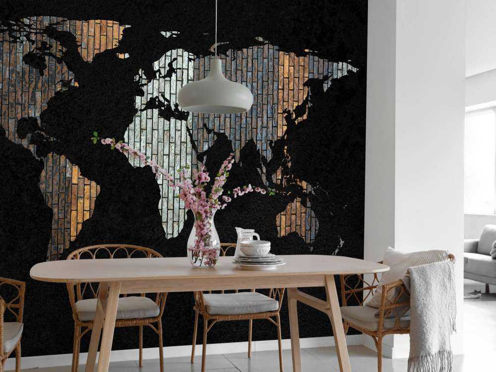 Mappa del mondo con mattoni verticali