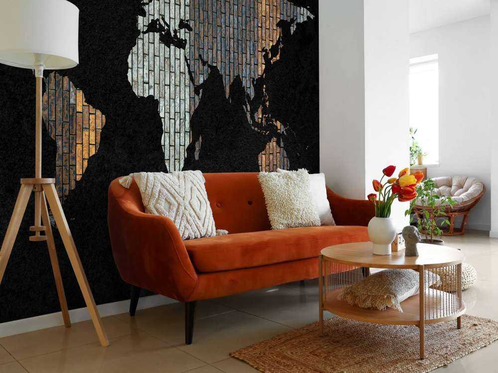 Mappa del mondo con mattoni verticali