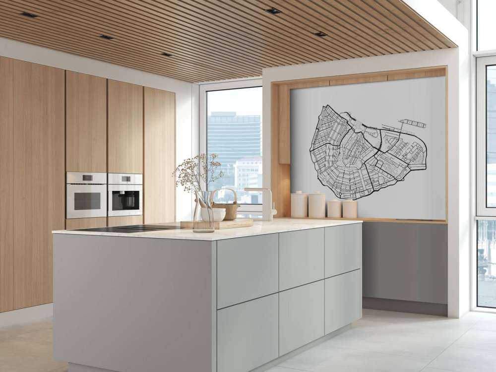 Mappa del centro di Amsterdam, bianco