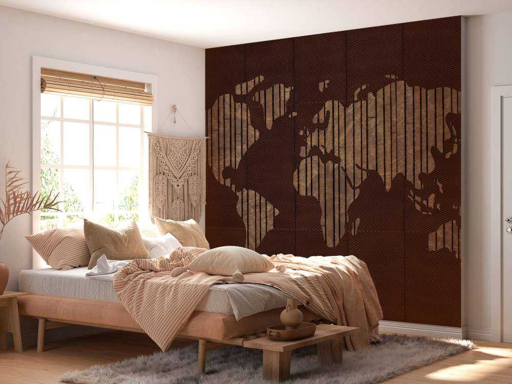 Mappa del mondo con texture in legno