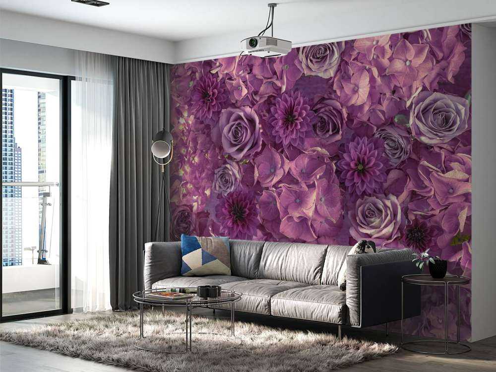 Ortensie, rose e dalie viola