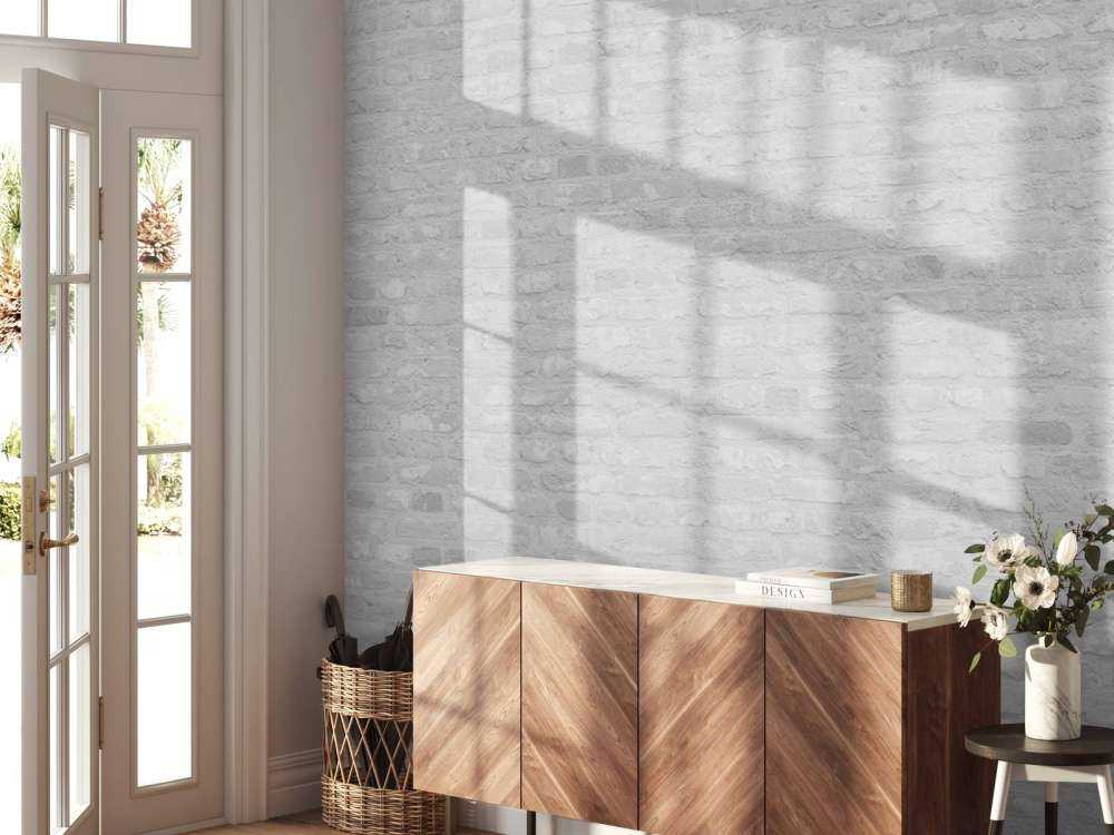 Vecchio muro di mattoni bianchi