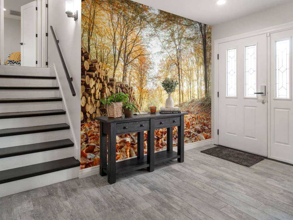 Tronchi d'albero in una foresta autunnale