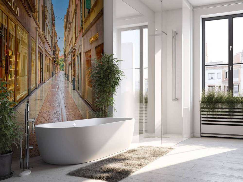 La via dello shopping al mattino presto